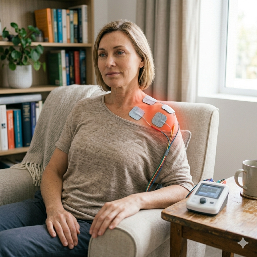 Physiotherapy for lower back pain using TENS machine